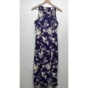 All That Jazz Dress Vintage Size 9/10 Rayon Dry Clean Floral Purple Floral READ